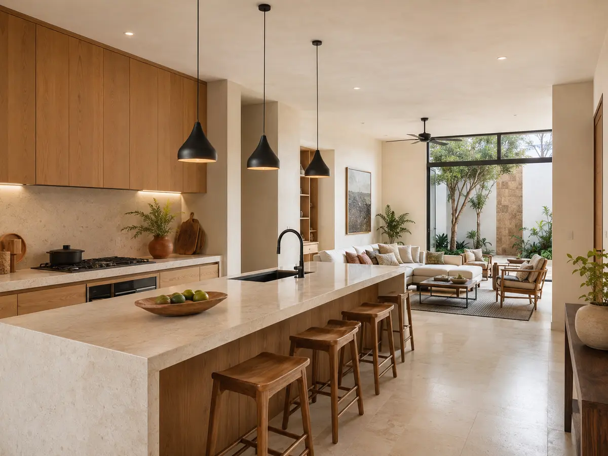 Cocina y estancia remodeladas